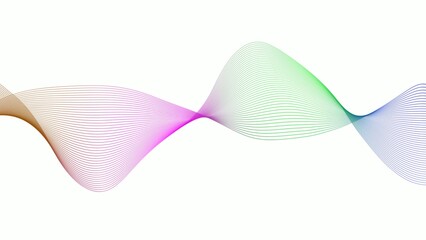 4 color gradient line wave on white background
