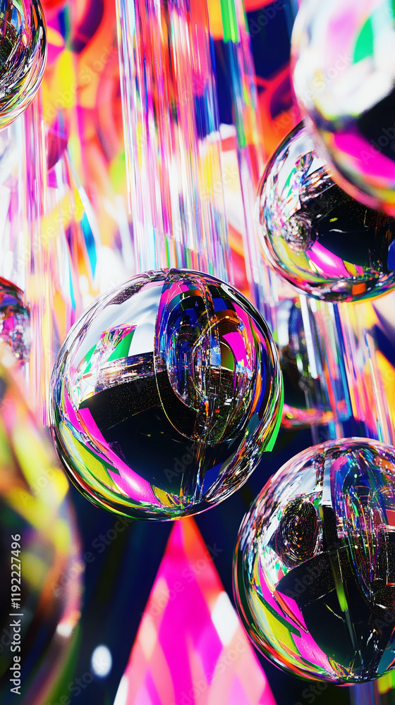 Aufkleber abstract digital graphic of recognition awards floating in a cyber-themed background.