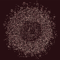 Abstract circle created from brown stipple dots. Brown dotted particles background. Ideal for festive and artistic designs, the sparkling dots form a visually stunning and eye-catching composition.