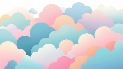 Abstract sky vector design with fluffy shapes and a soft pastel color palette.
