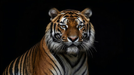 Fototapeta premium The tiger on the black background