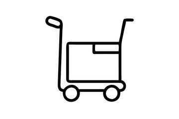 Stylish Trolley Silhouette Icon on Clean White Background