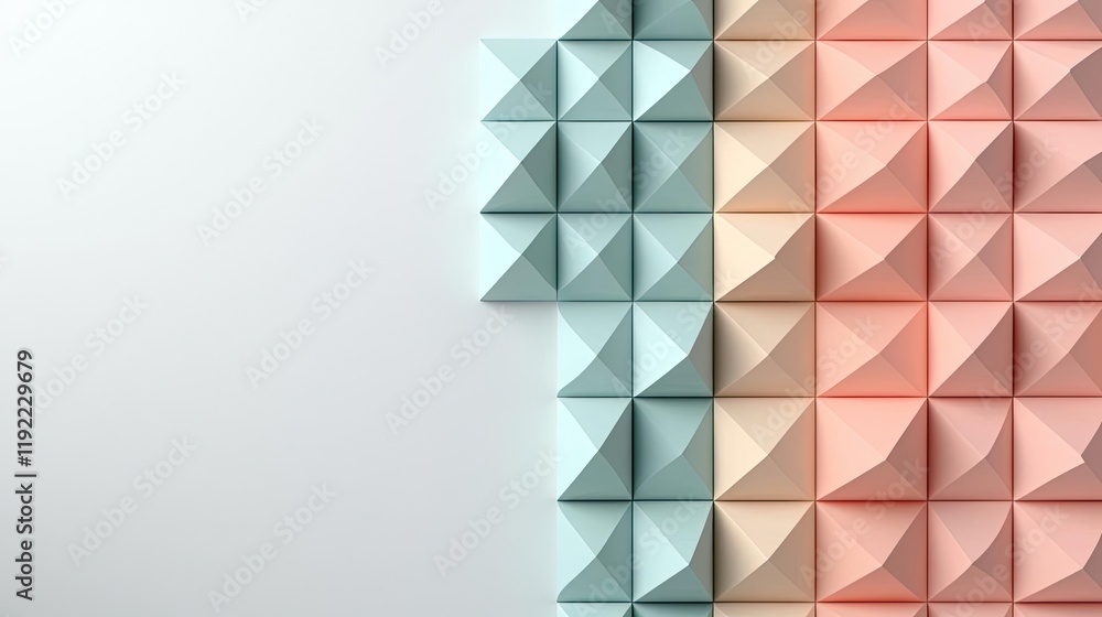 Poster symmetry gradient idea. abstract geometric patterns showcasing a blend of pastel colors on a texture