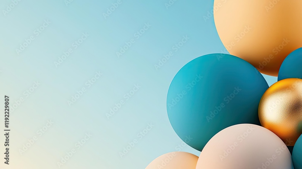 Poster symmetry gradient idea. colorful balls arranged beautifully on a soft gradient background.
