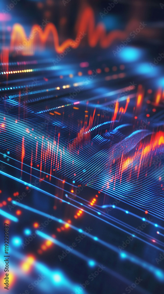 Poster digital sound waves forming the word 'recognition' in an abstract background.