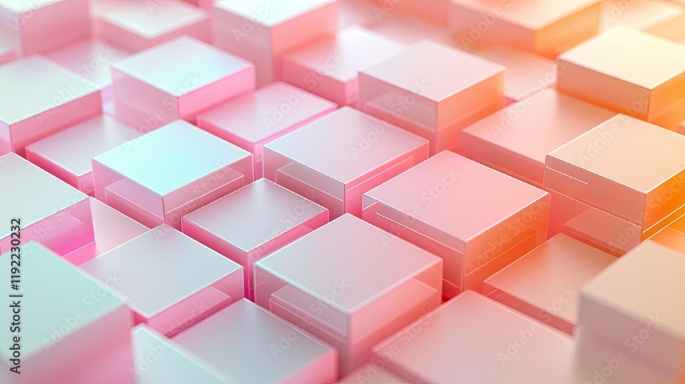 Poster symmetry gradient idea. abstract geometric pattern with soft pink and white blocks creating a serene
