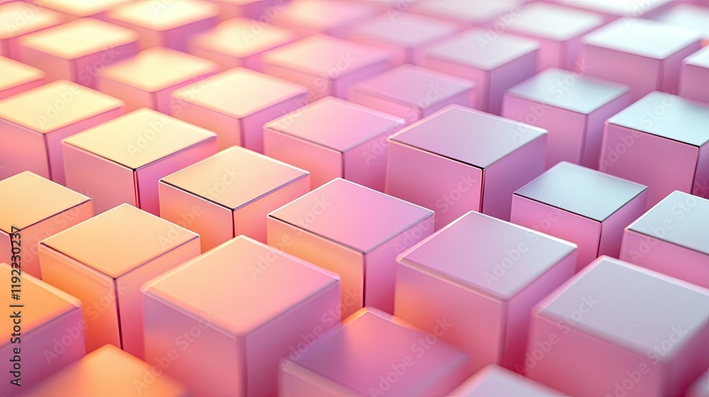 Poster symmetry gradient idea. colorful, illuminated cubes creating a vibrant geometric pattern and modern 