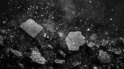 Abstract composition of sparkling minerals in dust.