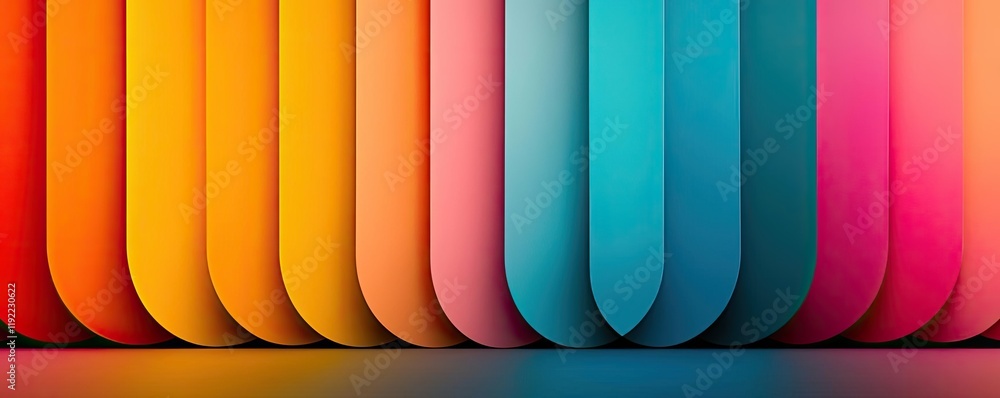 Poster minimal symmetry concept. vibrant gradient colored background with smooth, rounded shapes for creati