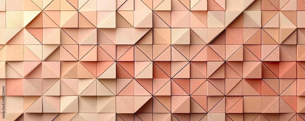 Poster minimal symmetry concept. abstract geometric texture with triangles in soft peach tones for modern d