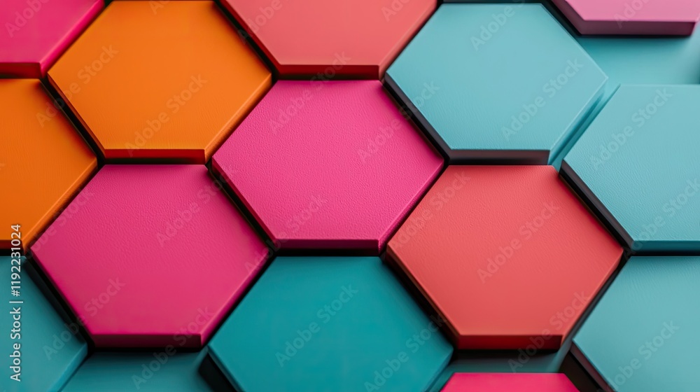 Poster vivid gradient concept. colorful hexagonal tiles in vibrant shades create an eye-catching geometric 