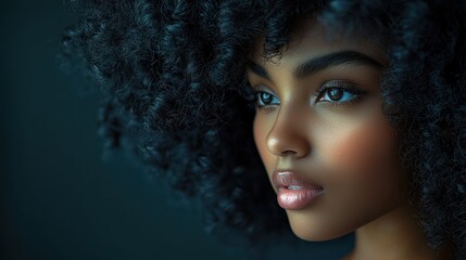Fototapeta premium Portrait of a young woman with curly hair.