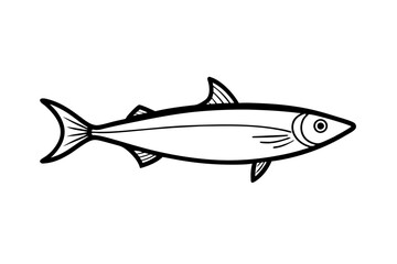 Stylized Sardine Icon Silhouette on Clean White Background