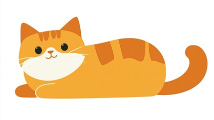 Clip art illustration of a cute orange cat lying down. Chubby ginger kitty. Cartoon cat