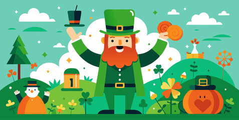 Saint patrick's day festivities with leprechaun and lucky symbols