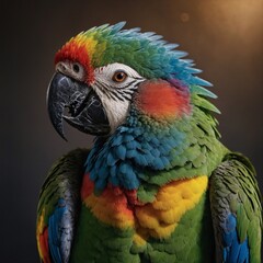 Obraz premium A parrot with a rainbow aura around it.