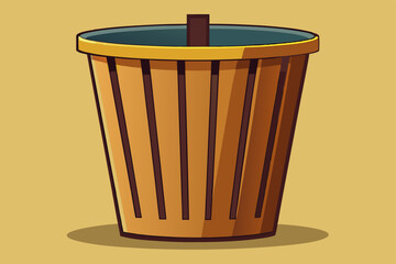 Waste basket for paper made from wood vector art illustration