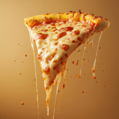 Delicious cheese pizza slice with gooey cheese and crust