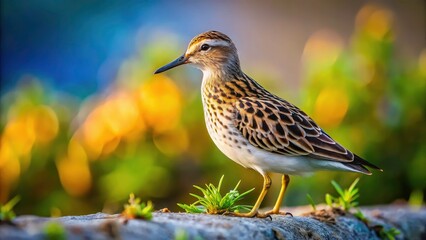 Fototapeta premium Abandoned city: A sandpiper's unexpected urban refuge, wildlife photography reveals resilience.