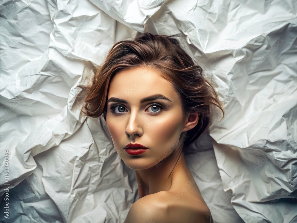 Poster abstract wallpaper featuring a high-resolution image of a crumpled white paper texture. perfect for 