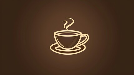 Obraz premium A simple, stylized illustration of a cup of coffee on a brown background.