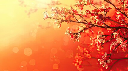 Obraz premium Red blossoms sunrise garden spring