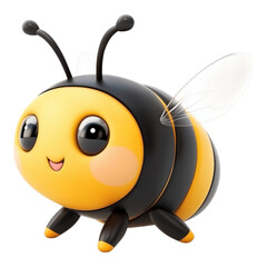 Obraz premium A cartoon bee with a black body and yellow wings