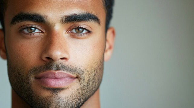 A man with a beard and green eyes - Powered by Adobe