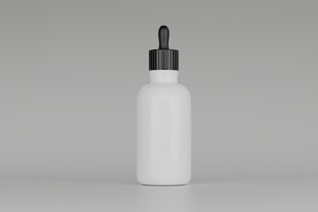Minimalist White Glossy Dropper Bottle for Skincare or Cosmetic Products