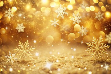 Festive winter elegance: golden snowflakes dance on a rich, luxurious background.