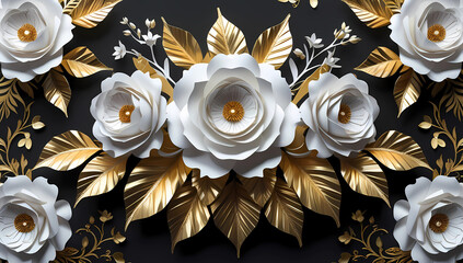 Luxurious Paper Flowers with Gold Details
