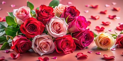 Obraz premium HD image: Romantic red and pink roses, a symbol of love's vibrant beauty, perfect for Valentine's Day.