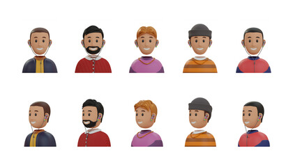 3D casual avatars with headphones. 3D Icon High Quality Render