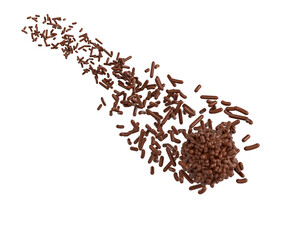 Chocolate Sprinkles Coming In The Air And Stops On Brigadeiro Brazilian Dessert Ball 3D Illustration