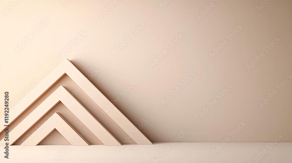 Poster triangle abstract background concept. stylish wooden frames arranged in a geometric pattern against 