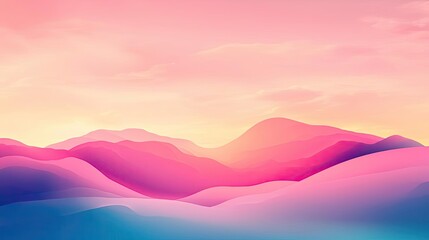 Cloudy abstract background idea. Dreamy pastel landscape with flowing hills and serene sky at sunset.