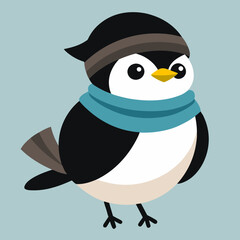 black capped chickadee vector art