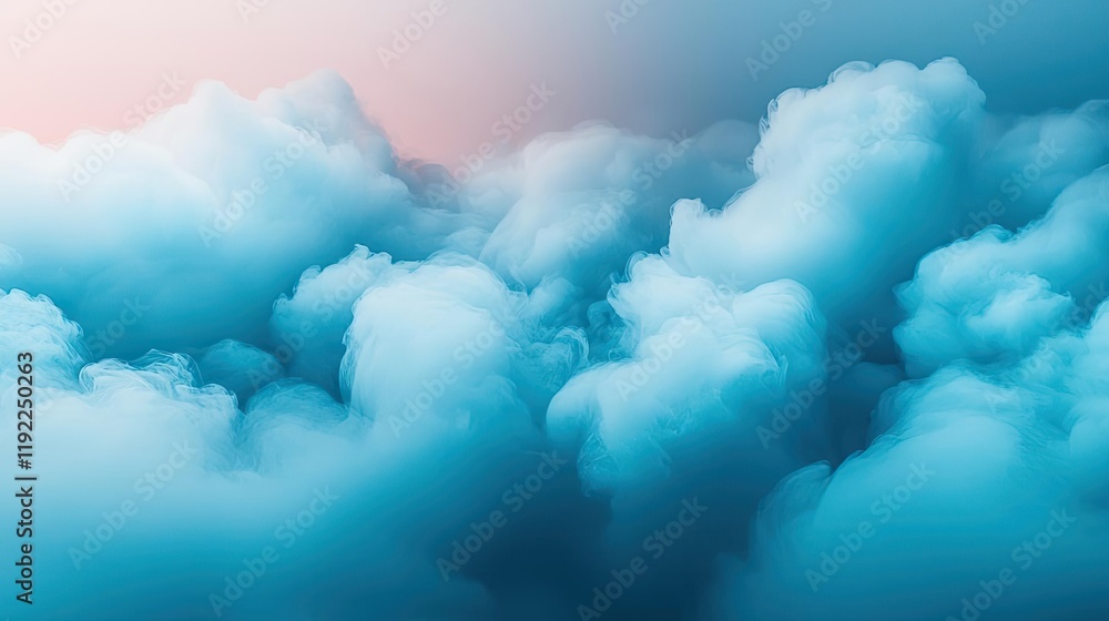Poster cloudy abstract background idea. a serene view of fluffy clouds against a soft pastel sky, evoking t
