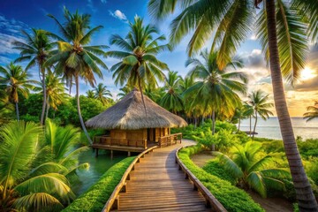 Luxury awaits in your private beachfront bamboo bungalow, complete with a thatched roof and tranquil retreat.
