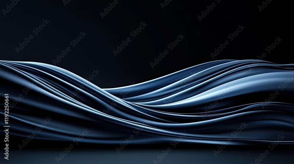 Poster cloudy abstract background idea. abstract blue waves flowing elegantly in a dark background showcasi