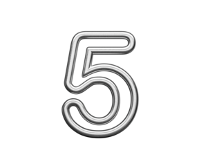 Number Five 5 Made Of Silver Metallic Gleam With Smooth Curves 3D Illustration
