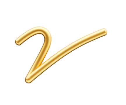 3d Golden Shiny Capital Letter V Alphabet V Rounded Inflatable Font White 3d Illustration