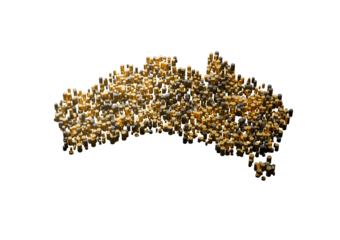 Australia Map Made Of High Quality Premium Golden Metallic Copper Brass Pillars 3D Illustration