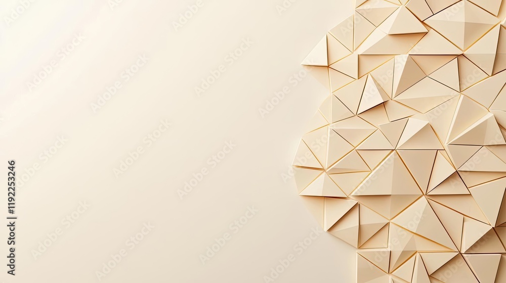 Poster triangle abstract background concept. abstract composition of geometric wooden elements in soft neut