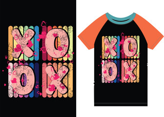 XOXO Valentine's Day T-shirt Design, Retro Valentine Shirt Design, Heart, Valentine's Day, Valentine bow, Heart xoxo