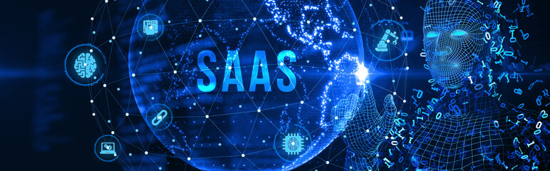 Software as a Service SaaS. Software concept. Business, modern technology, internet and networking concept. 3d illustration