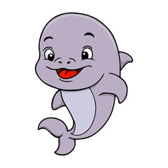 cute dolphin line jumping vector illustration