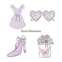 Whimsical Hand-Drawn Birthday Party Decoration. Vector Illustration