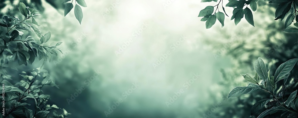 Aufkleber blurred abstract background concept. a serene foggy scene surrounded by lush greenery and soft light