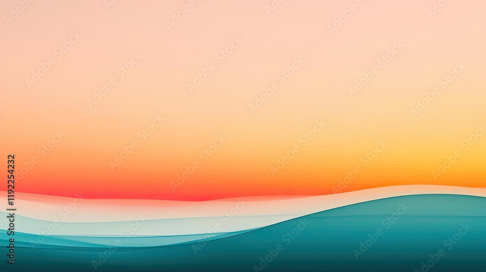 Poster blurred abstract background concept. a serene abstract landscape with soft waves and a gradient of p